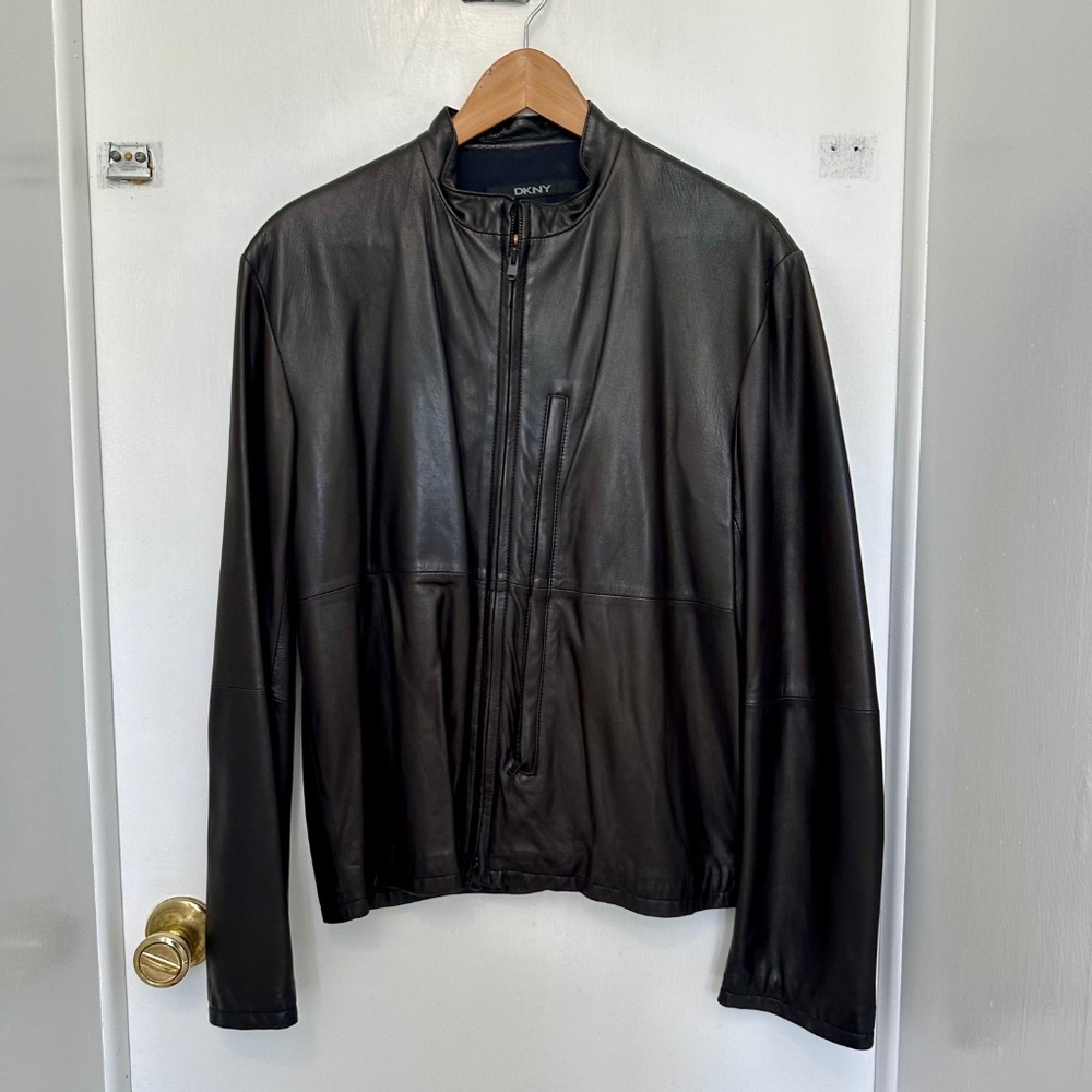 DKNY Mens Black leather Jacket